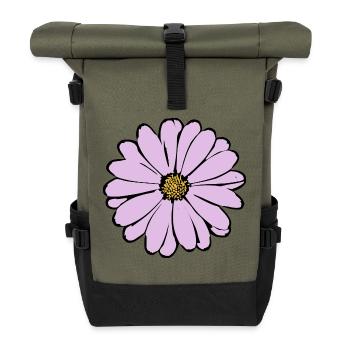 Flower pastel flower flowers pastel flowers lilac - Roll Top Backpack - olive/black - Front