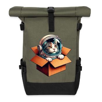 Astronaut Katze - Rolltop Rucksack - Olive/Schwarz - Vorne