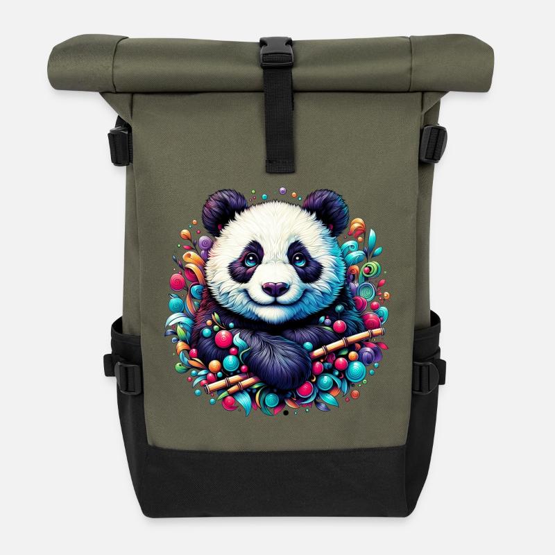 Panda - Rolltop Rucksack - Olive/Schwarz