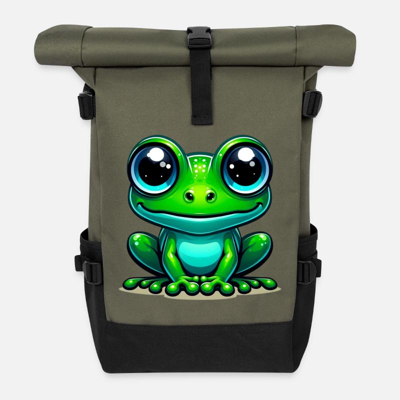 Grenouille - Sac à dos roll top - olive/noir