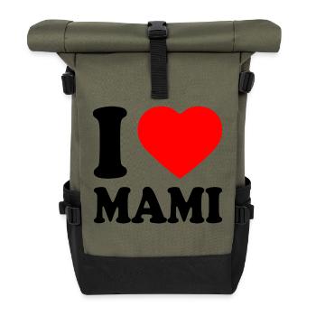 I love mami - Roll Top Backpack - olive/black - Front