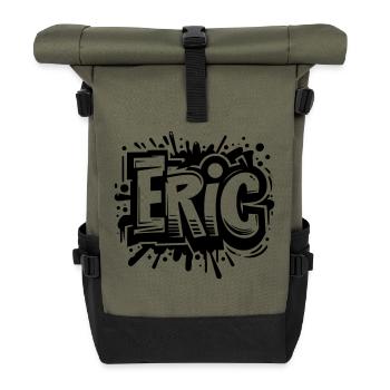Eric Surname First Name Graffiti - Roll Top Backpack - olive/black - Front