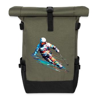 Ski Sport Fast Speed Competition Abstract - Roll Top Backpack - olive/black - Front