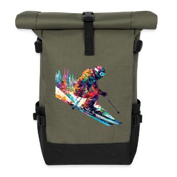 Alpin Ski Sport Spiel Champion Wettbewerb Zusammenfassung - Rolltop Rucksack - Olive/Schwarz - Vorne