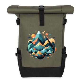 Ruhige Landschaft Ruhig Beschauliche Natur Berge - Rolltop Rucksack - Olive/Schwarz - Vorne