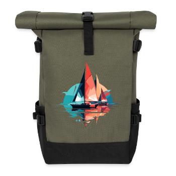 Segeln Meer Ruhig Ruhig Ozean Im Freien Farbe - Rolltop Rucksack - Olive/Schwarz - Vorne