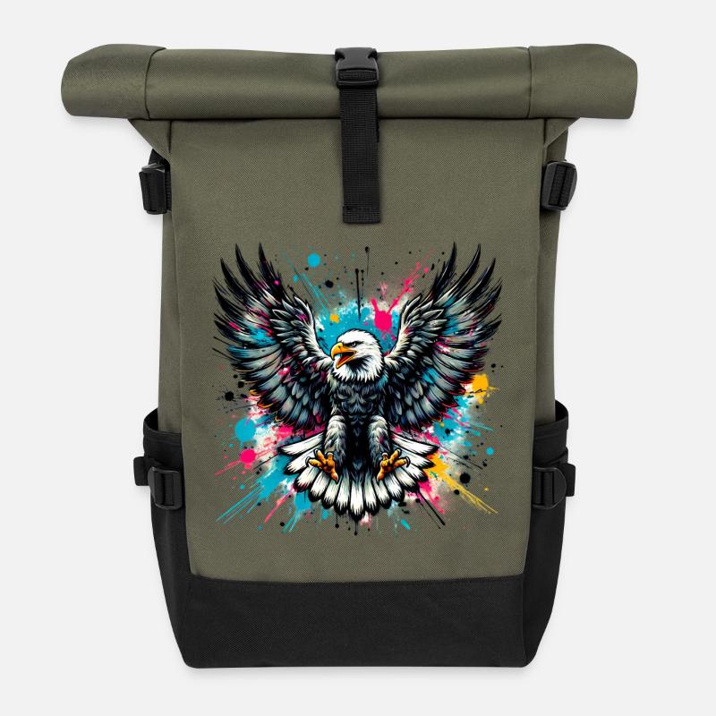 Aigle - Sac à dos roll top - olive/noir