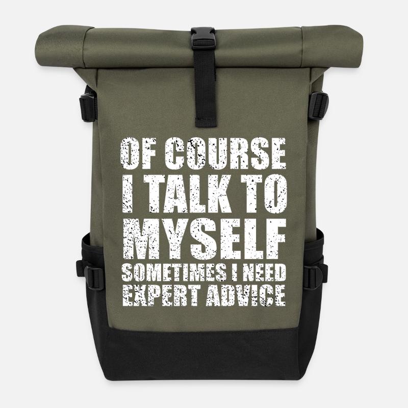 Cool quote - Roll Top Backpack - olive/black