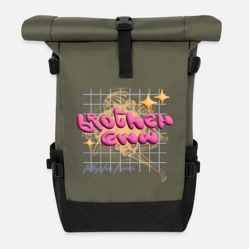 Bubble Statement T-Shirt - Brother eww - Rolltop Rucksack - Olive/Schwarz