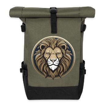 Majestic lion head in style - Roll Top Backpack - olive/black - Front