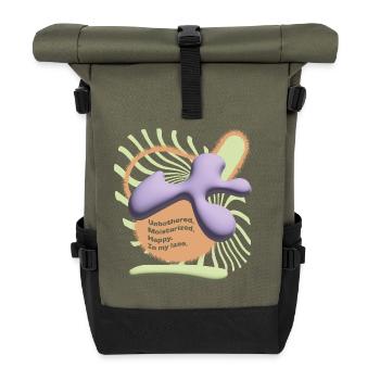 3D Bubble Statement T-Shirt - Rolltop Rucksack - Olive/Schwarz - Vorne