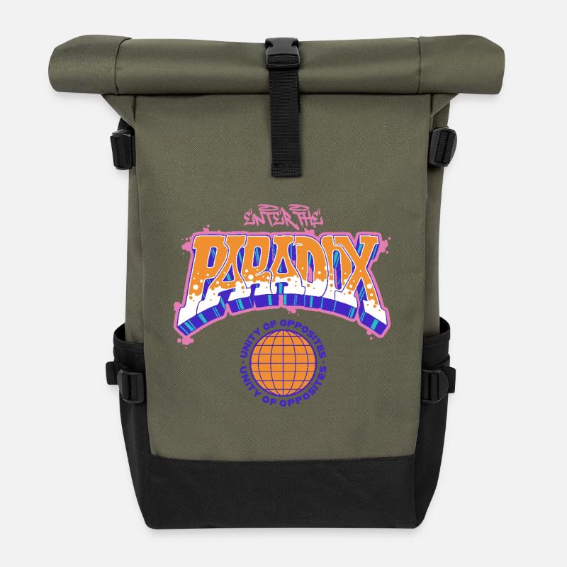 Paradox Graffiti T-Shirt - Roll Top Backpack - olive/black