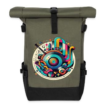 Musique et vinyle : les sons des couleurs - Sac à dos roll top - olive/noir - Devant