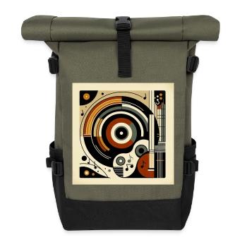 Retro Music Vibes – Harmonie abstraite - Sac à dos roll top - olive/noir - Devant