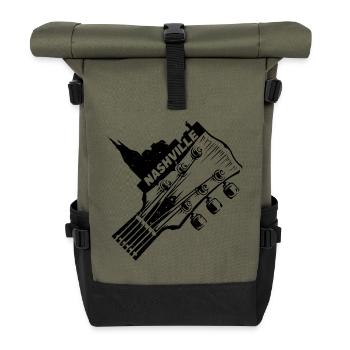 Nashville Tennessee USA Gitarre Skyline Musik - Rolltop Rucksack - Olive/Schwarz - Vorne