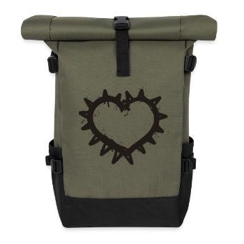Herz Schatz Lieblingsmensch Ich liebe Dich - Rolltop Rucksack - Olive/Schwarz - Vorne