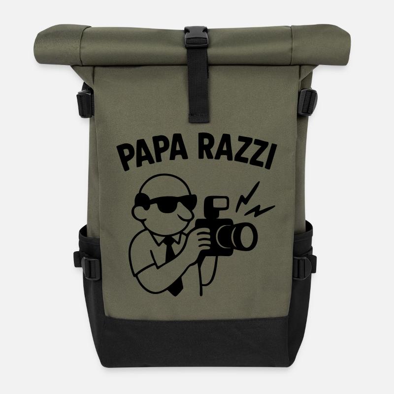 DAD RAZZI – Immer bereit, den Moment festzuhalten... - Rolltop Rucksack - Olive/Schwarz
