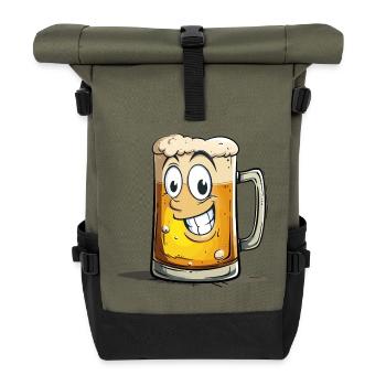 Bière Drôle Chope de bière Rire Boire de l’alcool Humour - Sac à dos roll top - olive/noir - Devant
