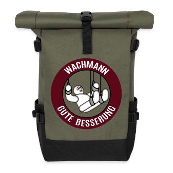 Gute Besserung Wachmann Alles Gute Gesundheit - Rolltop Rucksack - Olive/Schwarz - Vorne