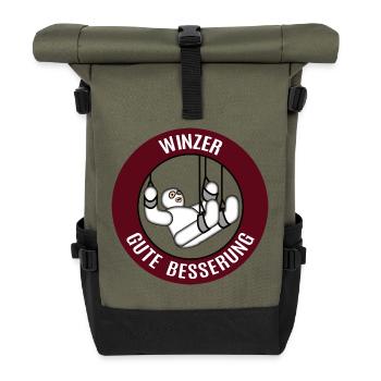 Gute Besserung Winzer Alles Gute Gesundheit - Rolltop Rucksack - Olive/Schwarz - Vorne