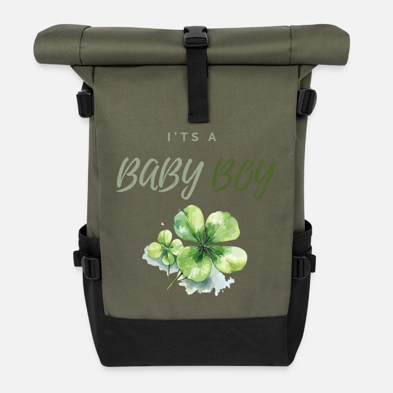 Kleiner Junge - Rolltop Rucksack - Olive/Schwarz