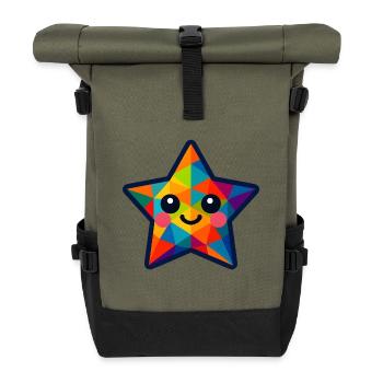 WPAP Polygon Kawaii Style Baby Star - Roll Top Backpack - olive/black - Front