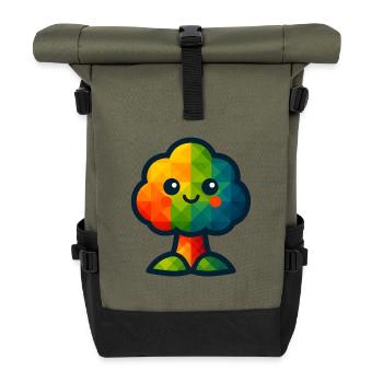 WPAP Polygon Kawaii Stil Baby Spielzeug Baum - Rolltop Rucksack - Olive/Schwarz - Vorne