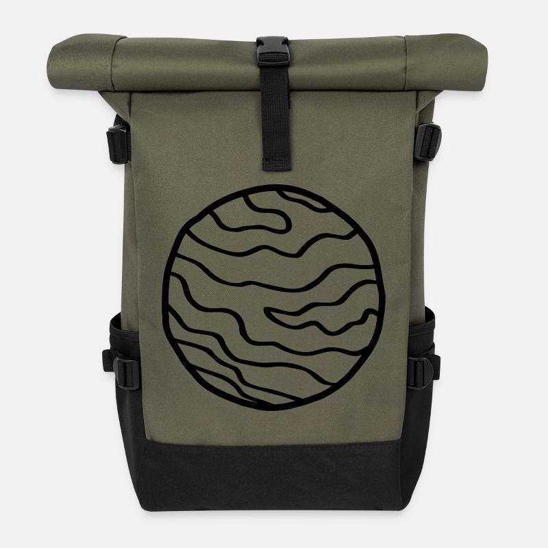 Planet Simple Space Doodle - Roll Top Backpack - olive/black
