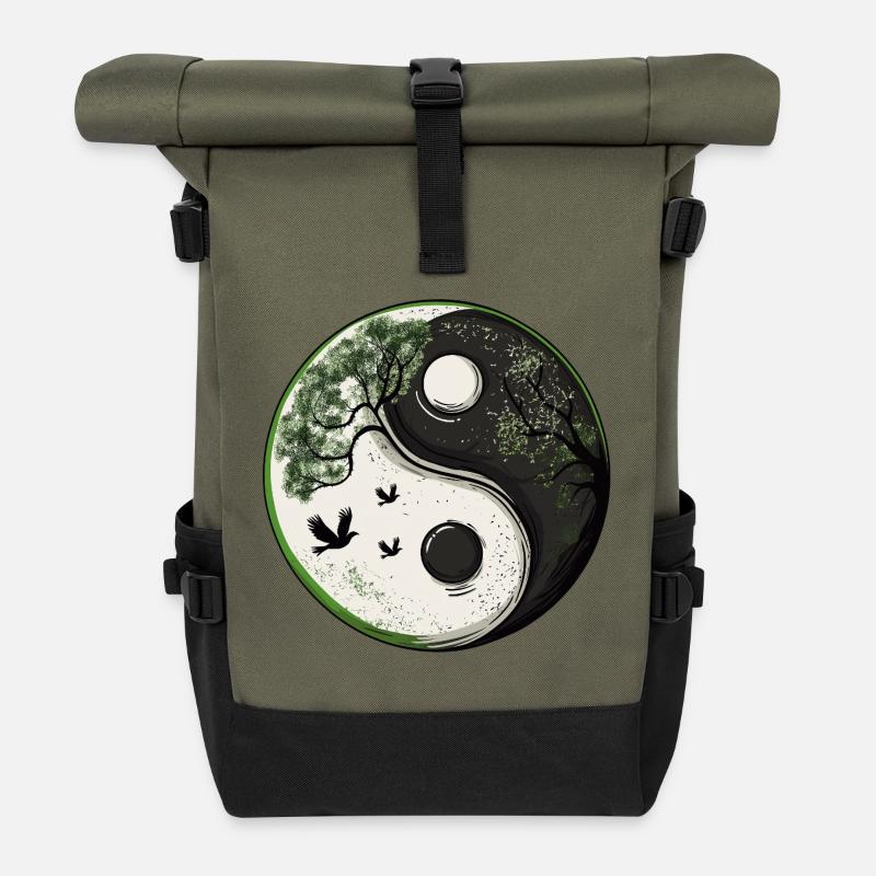 Yin and Yang Nature Version :) - Rolltop Rucksack - Olive/Schwarz
