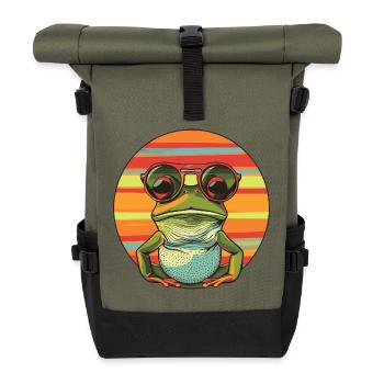 Casual frog sunglasses design - Roll Top Backpack - olive/black - Front