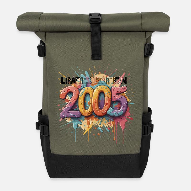 2005 Limitierte Edition Farbexplosion Graffiti - Rolltop Rucksack - Olive/Schwarz