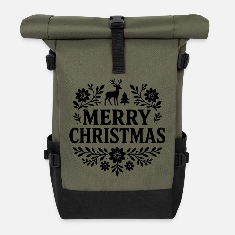 weihnachten - Rolltop Rucksack - Olive/Schwarz