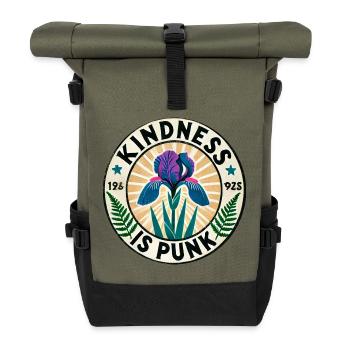Freundlichkeit ist Punk-Iris-Patch - Rolltop Rucksack - Olive/Schwarz - Vorne