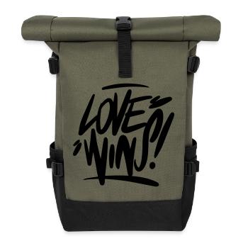 love wins Love wins - Roll Top Backpack - olive/black - Front
