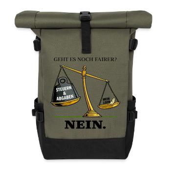 Geht es noch fairer - Rolltop Rucksack - Olive/Schwarz - Vorne