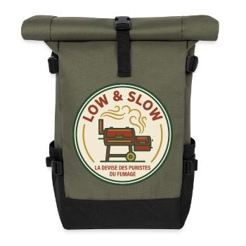 Purist Low and Slow Hickory Smoking - Roll Top Backpack - olive/black - Front