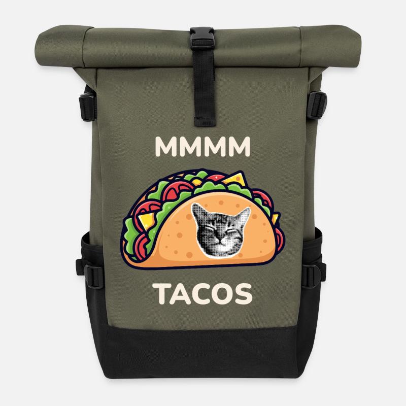 MMMM Tacos - Roll Top Backpack - olive/black