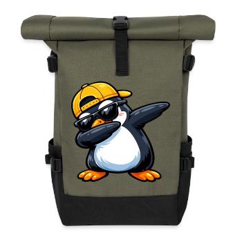 Dabbing Penguin - Roll Top Backpack - olive/black - Front