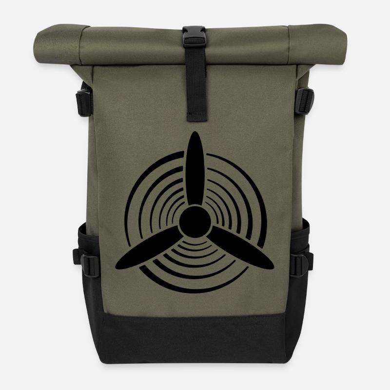 Solid Color Graphic Propeller - Roll Top Backpack - olive/black