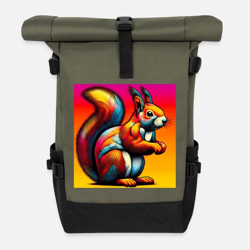 squirrel - Roll Top Backpack - olive/black