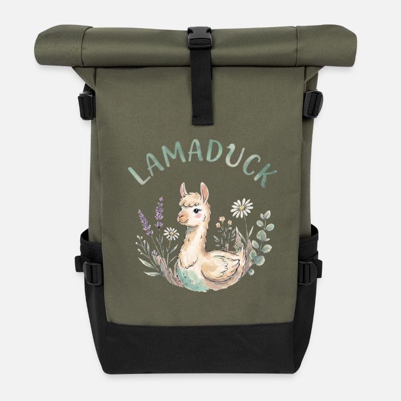 LamaDuck Original - Roll Top Backpack - olive/black