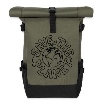 Rette den Planeten - Rolltop Rucksack - Olive/Schwarz - Vorne