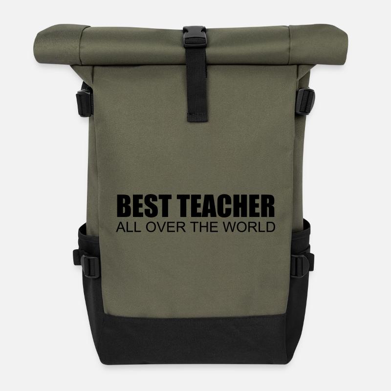 best teacher all over the world - Roll Top Backpack - olive/black