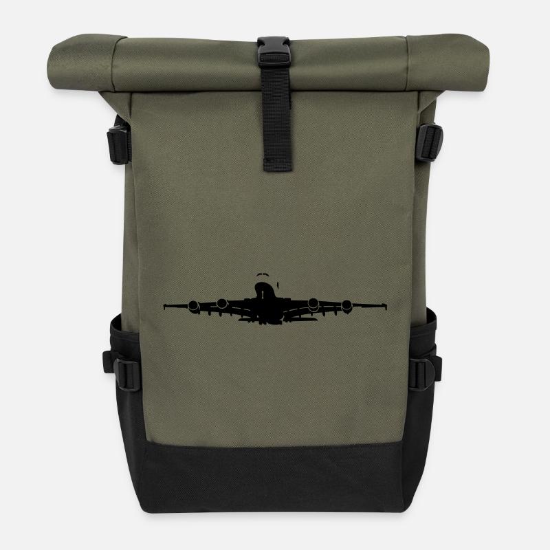 Passagierflugzeug - Rolltop Rucksack - Olive/Schwarz