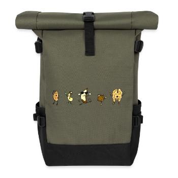 Nut Nuts Veggie Vegan Food Funny Message - Roll Top Backpack - olive/black - Front