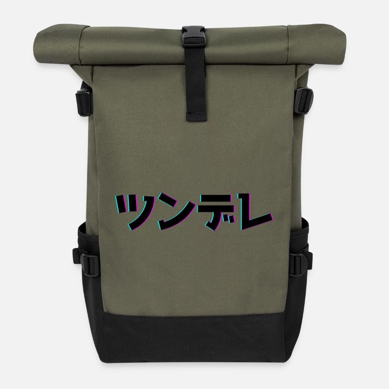 Tsundere Techno Design - Rolltop Rucksack - Olive/Schwarz