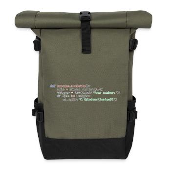 Python Russisches Roulette - Rolltop Rucksack - Olive/Schwarz - Vorne