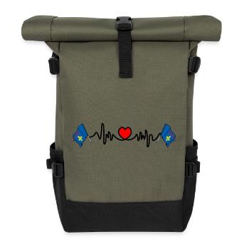 Design – Provence-Flagge mit Herzschlag - Rolltop Rucksack - Olive/Schwarz - Vorne