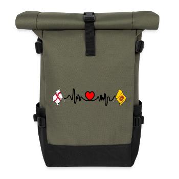 Lancashire & England Heart Rate - Roll Top Backpack - olive/black - Front