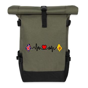 Lancashire & UK Heart Rate - Roll Top Backpack - olive/black - Front